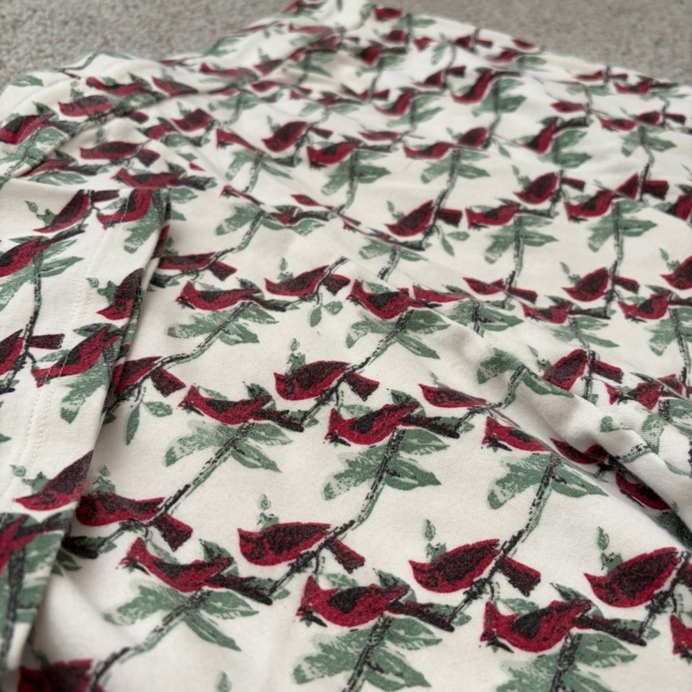 Kate Quinn Pajama Set Womens XXL White Red Christmas Cardinal BIrds Henley - Picture 12 of 12